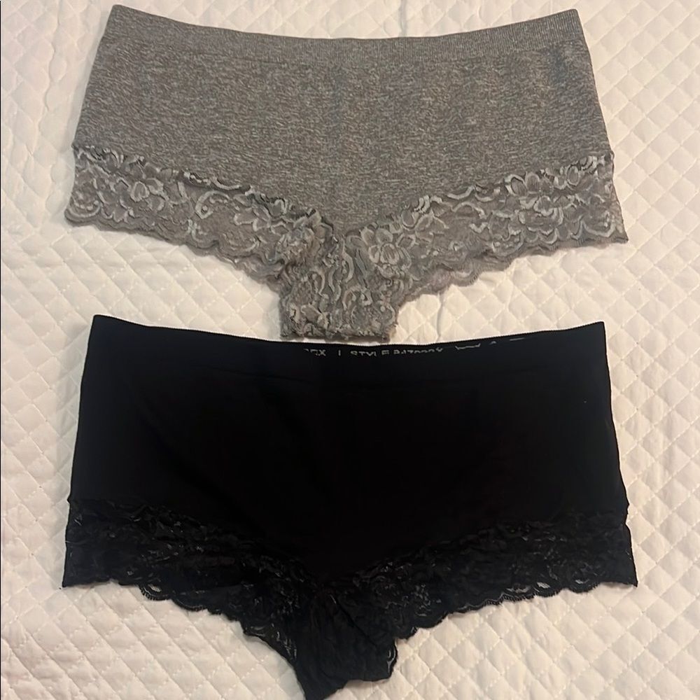 New w/o tags! Women's Lace Trim Boyshorts - Gray and Black Womens size 1X